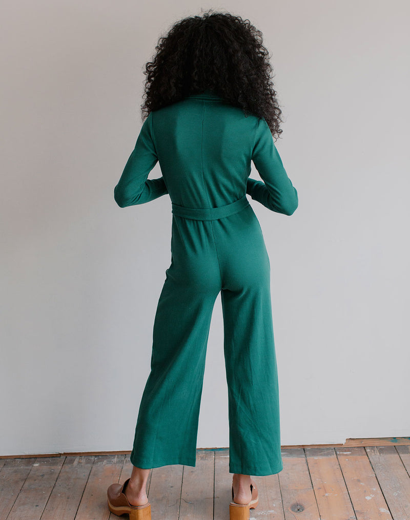 Noble Adult Organic Rib Jumpsuit in Pine