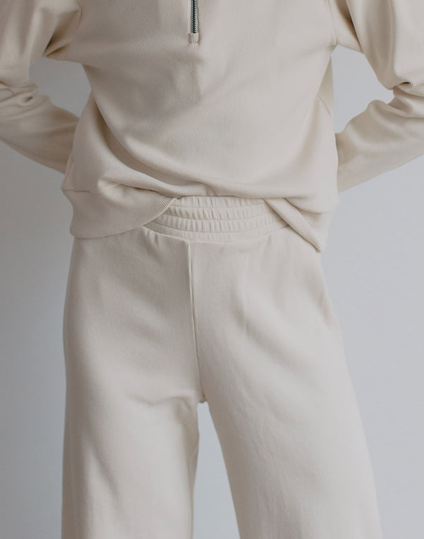 Noble Adult Organic Rib Flare Pant in Oat Milk