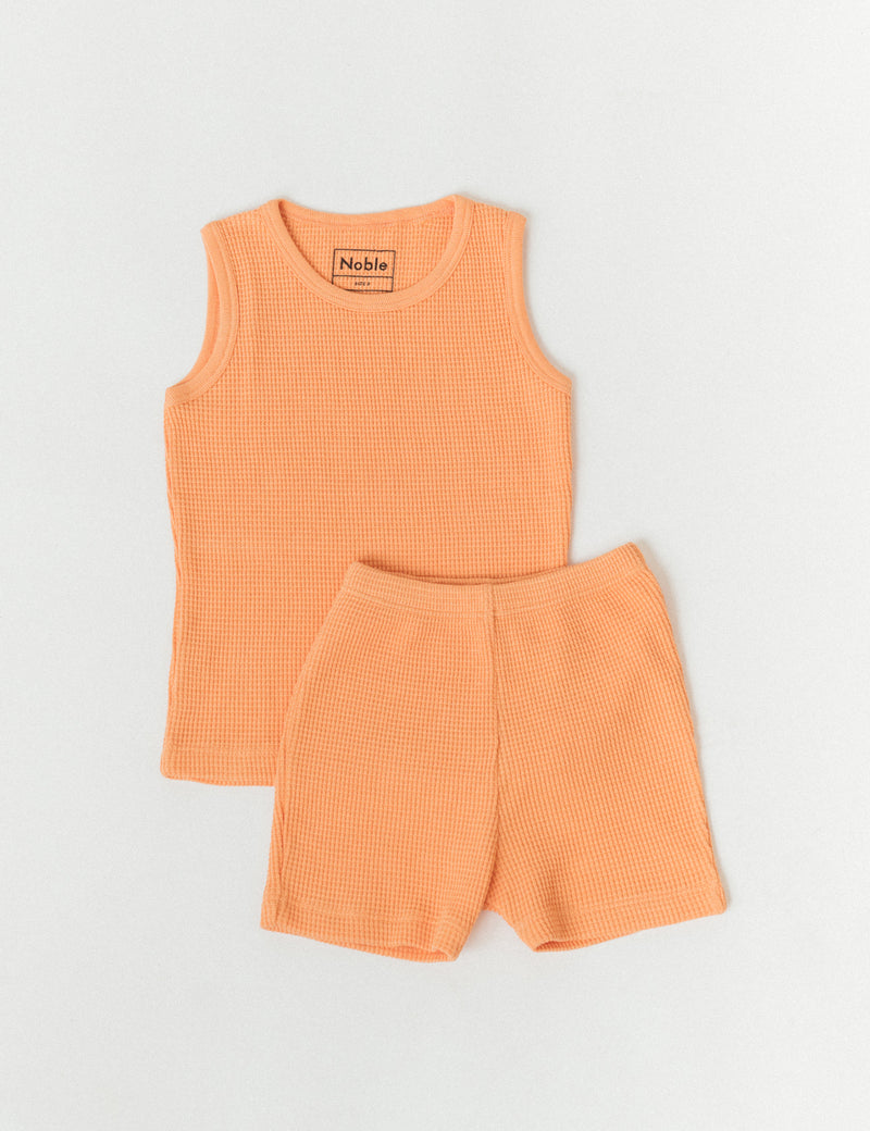 Noble Organic Waffle Tank Set in Creamsicle