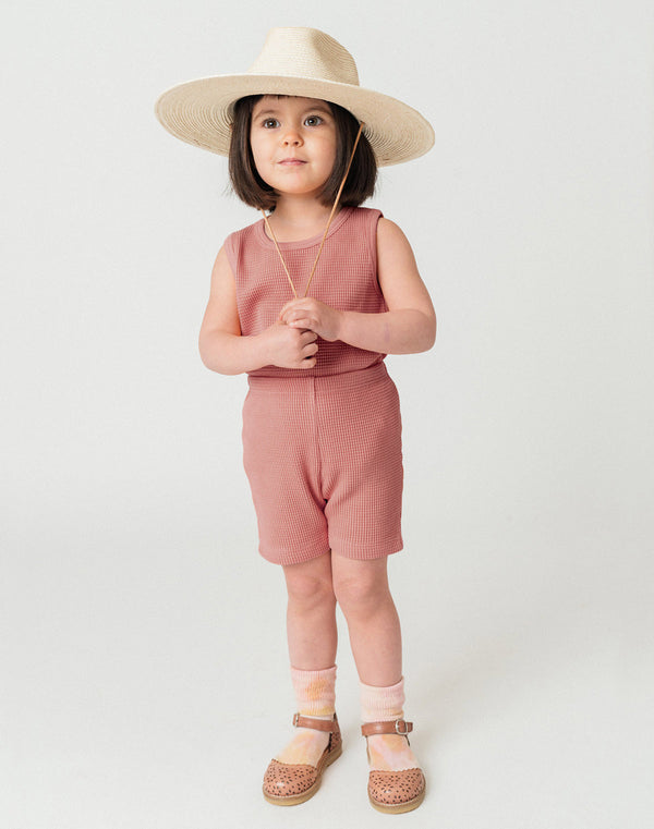 Noble Organic Waffle Tank Set in Dusty Rose