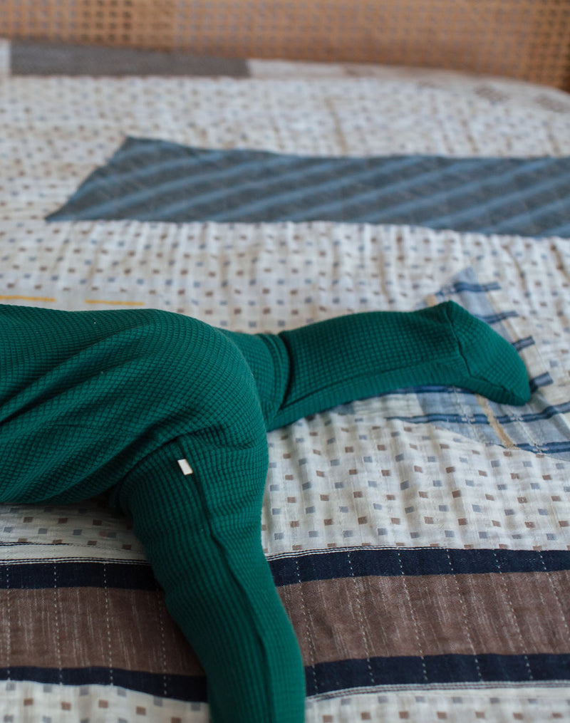 Noble Organic Waffle Footie Sleeper in Pine