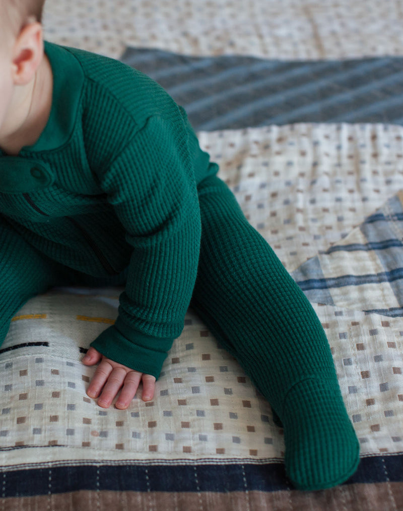 Noble Organic Waffle Footie Sleeper in Pine