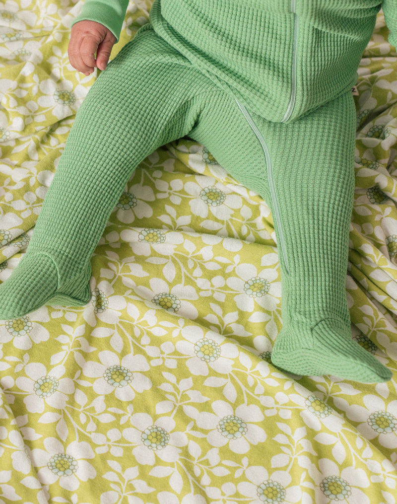 Noble Organic Waffle Footie Sleeper in Key Lime