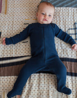 Noble Organic Waffle Footie Sleeper in Indigo