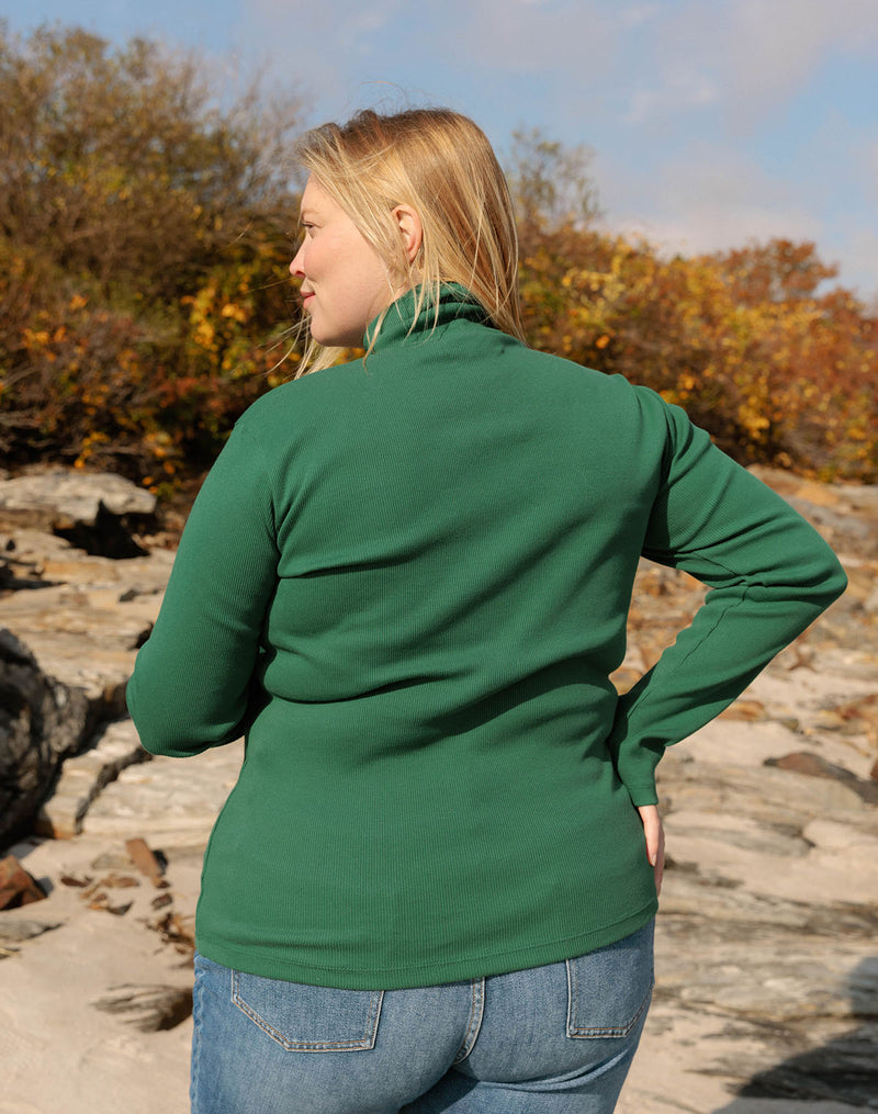 Noble Adult Organic Rib Turtleneck in Pine