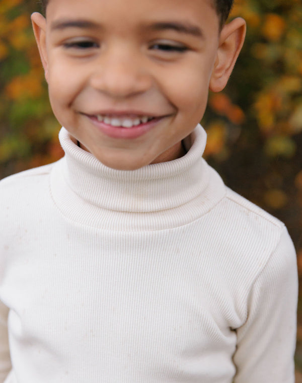 Noble Organic Rib Turtleneck in Oat Milk