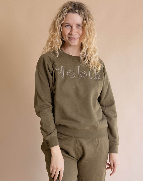 Adult Noble Embroidered Sweatshirt in Olive