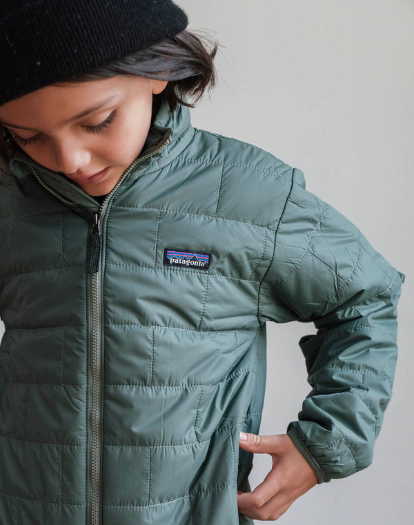 Patagonia Kids' Nano Puff® Brick Quilt Jacket in Hemlock Green