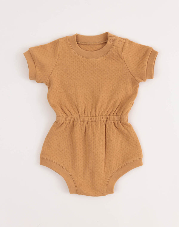 Noble Organic Pointelle Romper in Peanut Butter