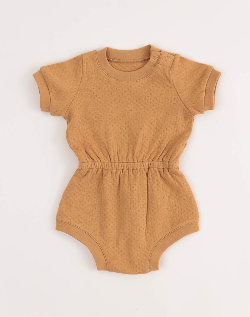 Noble Organic Pointelle Romper in Peanut Butter