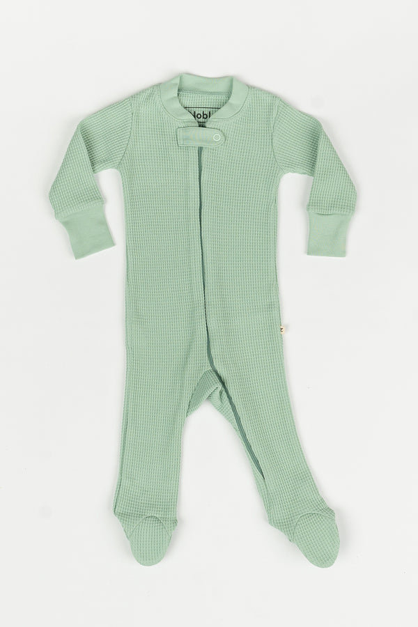 Noble Organic Waffle Footie Sleeper in Sage