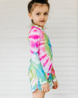 Seaesta Surf Kids Rashguard in Neon Tie Dye