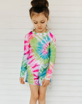Seaesta Surf Kids Rashguard in Neon Tie Dye