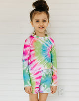 Seaesta Surf Kids Rashguard in Neon Tie Dye