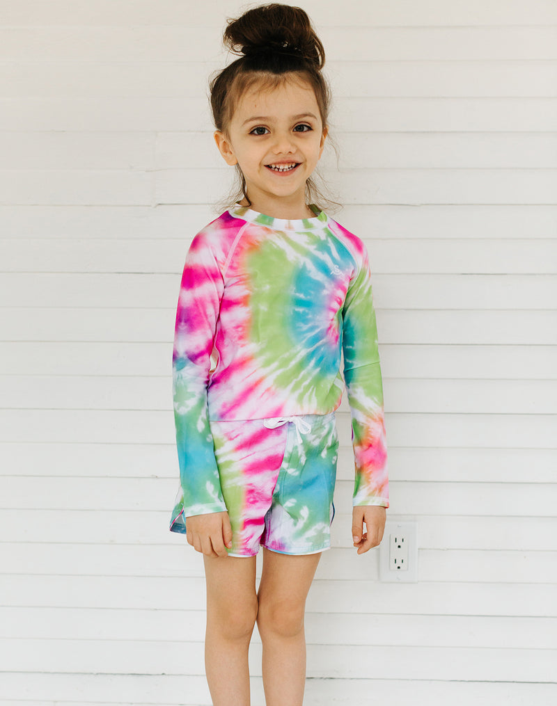 Seaesta Surf Kids Rashguard in Neon Tie Dye