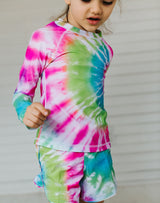 Seaesta Surf Kids Rashguard in Neon Tie Dye