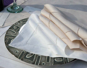 22 Inch Hemstitch White Luxury Linen Cloth Dinner Napkin Set Of 4