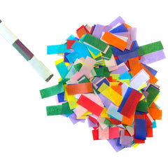 biodegradable confetti slowfall rectangles in cannon sleeve