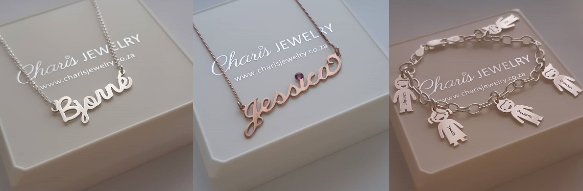 Personalized family name necklaces and bracelets online jewellery shop in South Africa