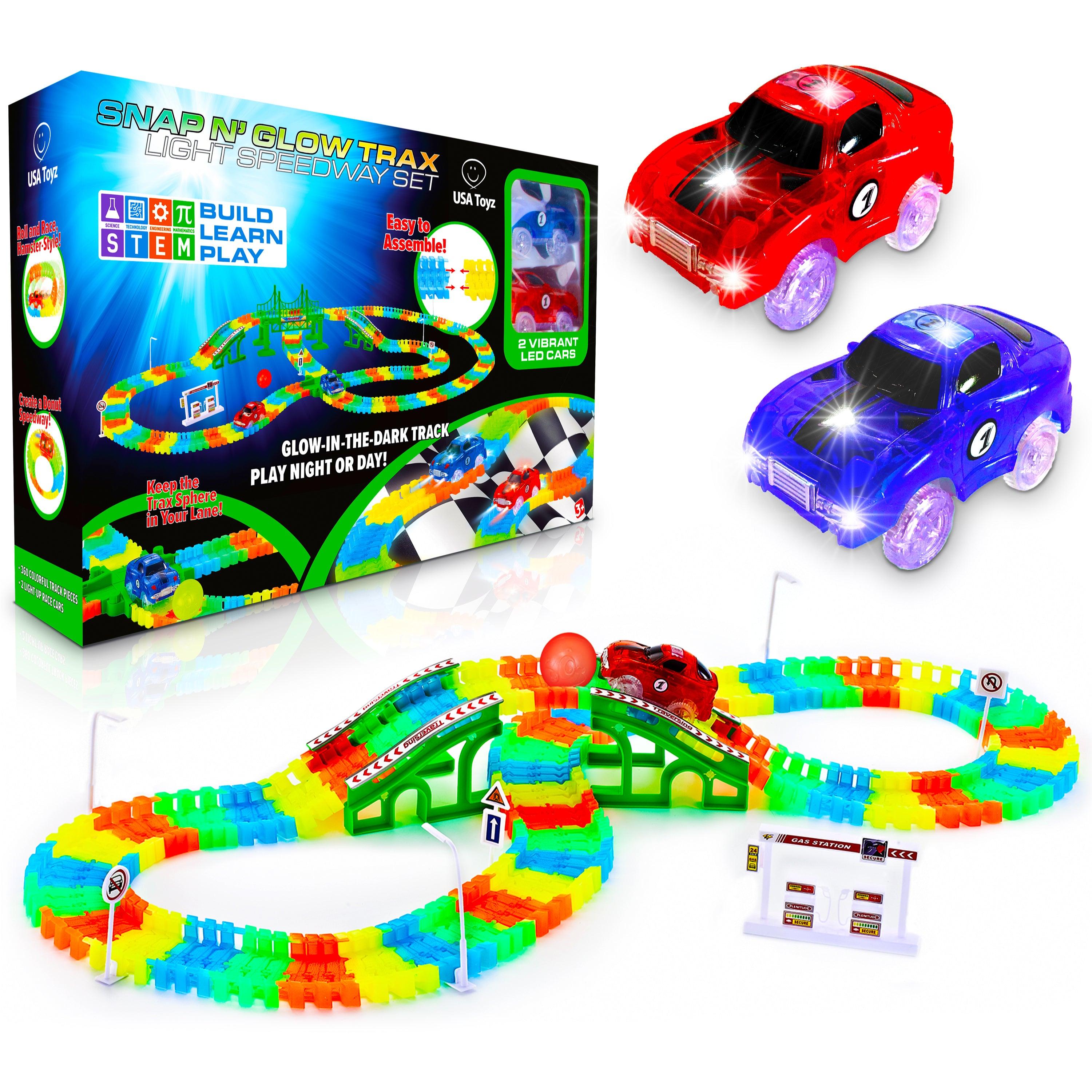 Magic Tracks Mega Set with 2 LED Race Car and 18 ft glow in the dark track 