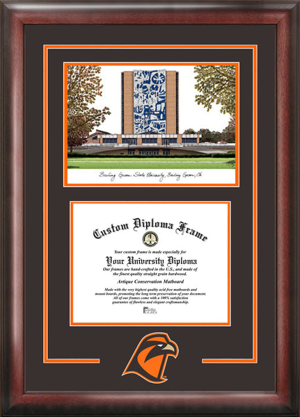 Bowling Green State 11w x 8.5h Spirit Graduate Diploma Frame with Campus  Images Lithograph