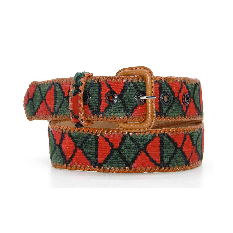 Cinturón Etnico Rojo & Verde | Cinturones artesanales LA MANSA