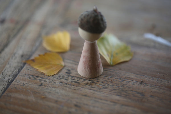 Hand Painted Peg Doll With Acorn Hat