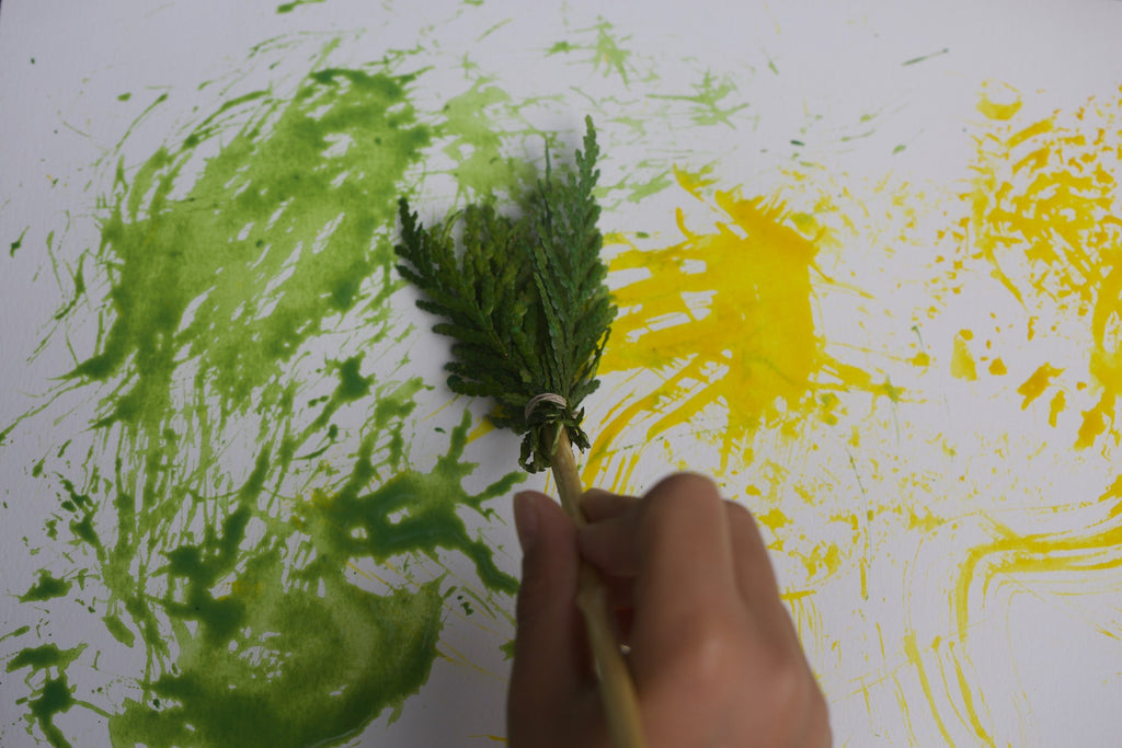 nature paintbrushes - fern mark making