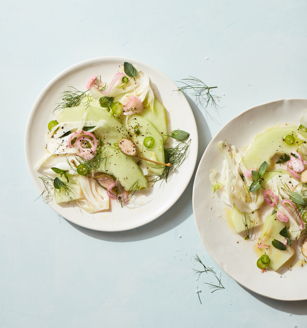 Honeydew Fennel and Caper Berry Salad