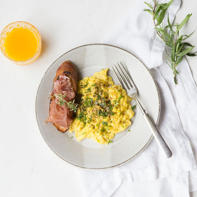 Scrambled Eggs with Crème Fraiche and Herbs