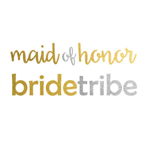 maid of honor bride tribe gold silver metallic flash tattoo