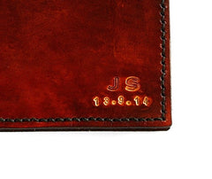 Handmade leather Anniversary wallet wiith initials & date