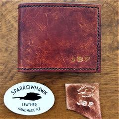 Sparrowhawk Leather handmade medium brown coin and currency mens wallet