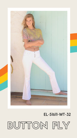 grace in la white button fly flares