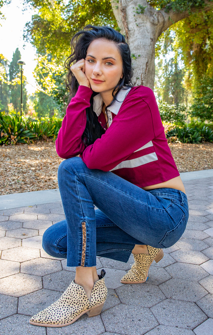 leopard side stripe jeans