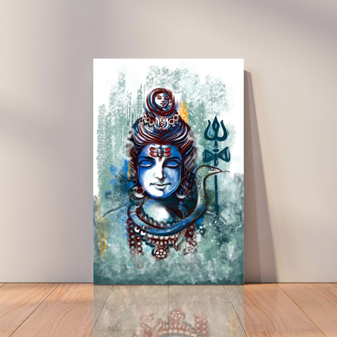 Large Size Lord Shiva Modern Abstract Canvas Painting | High ...