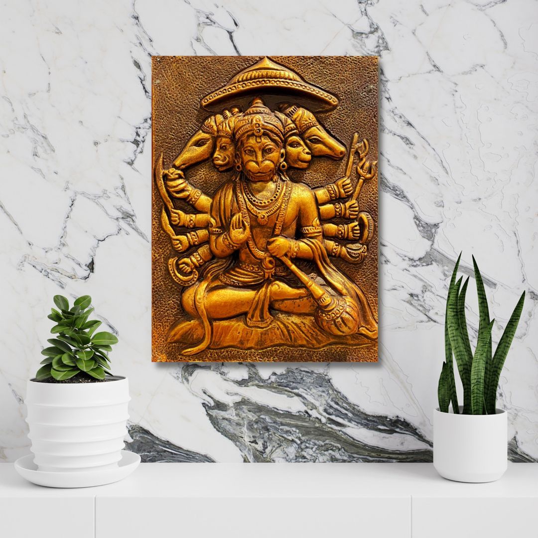 Panchmukhi Hanuman 3D Relief Mural Wall Art