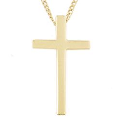 14k Gold Large Cross Pendant Necklace 