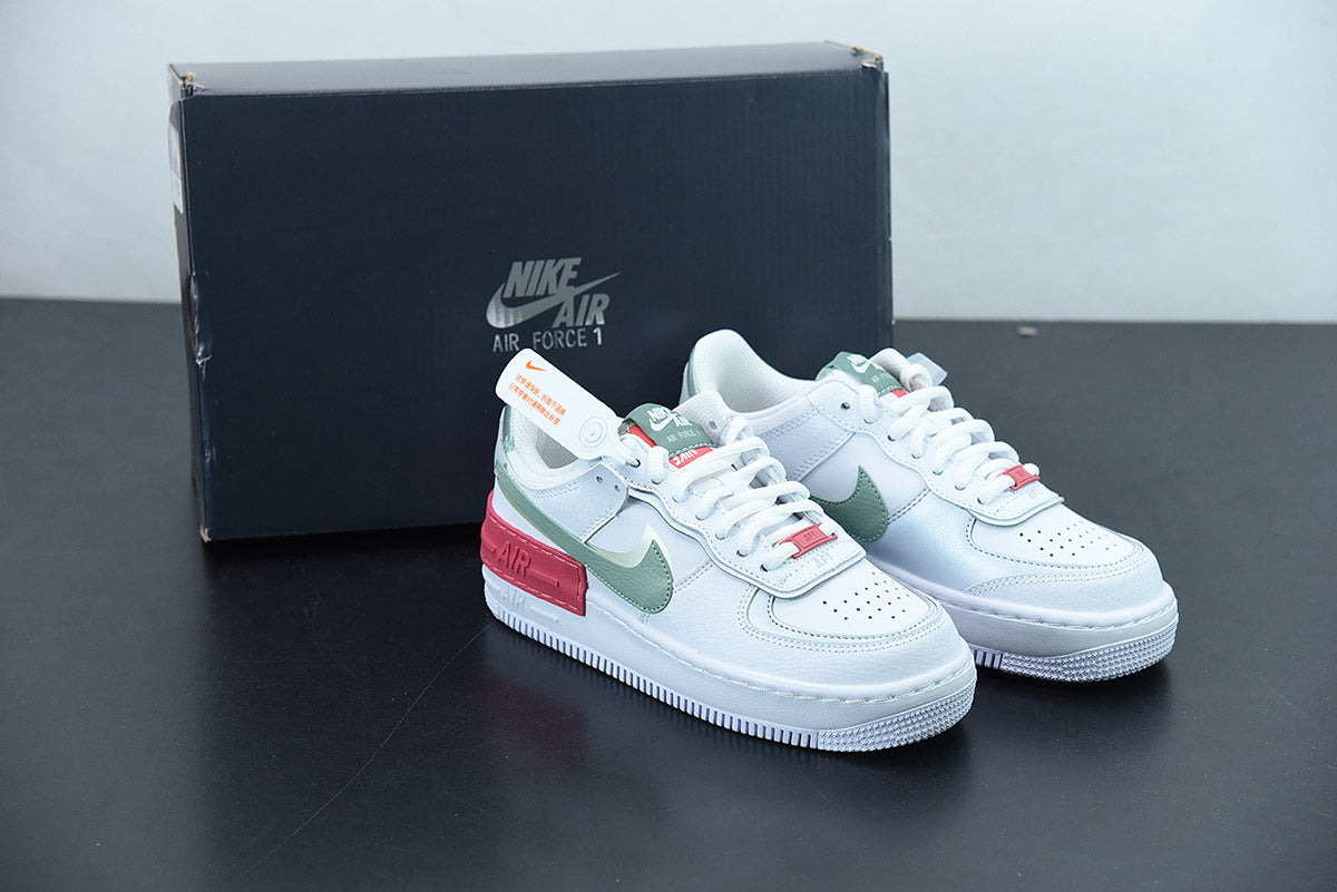 nike air force 1 shadow sneakers in white/jade smoke