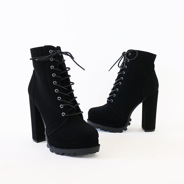 black boot heels lace up