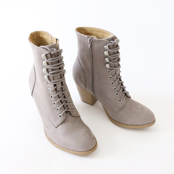 grey suede lace up ankle boots