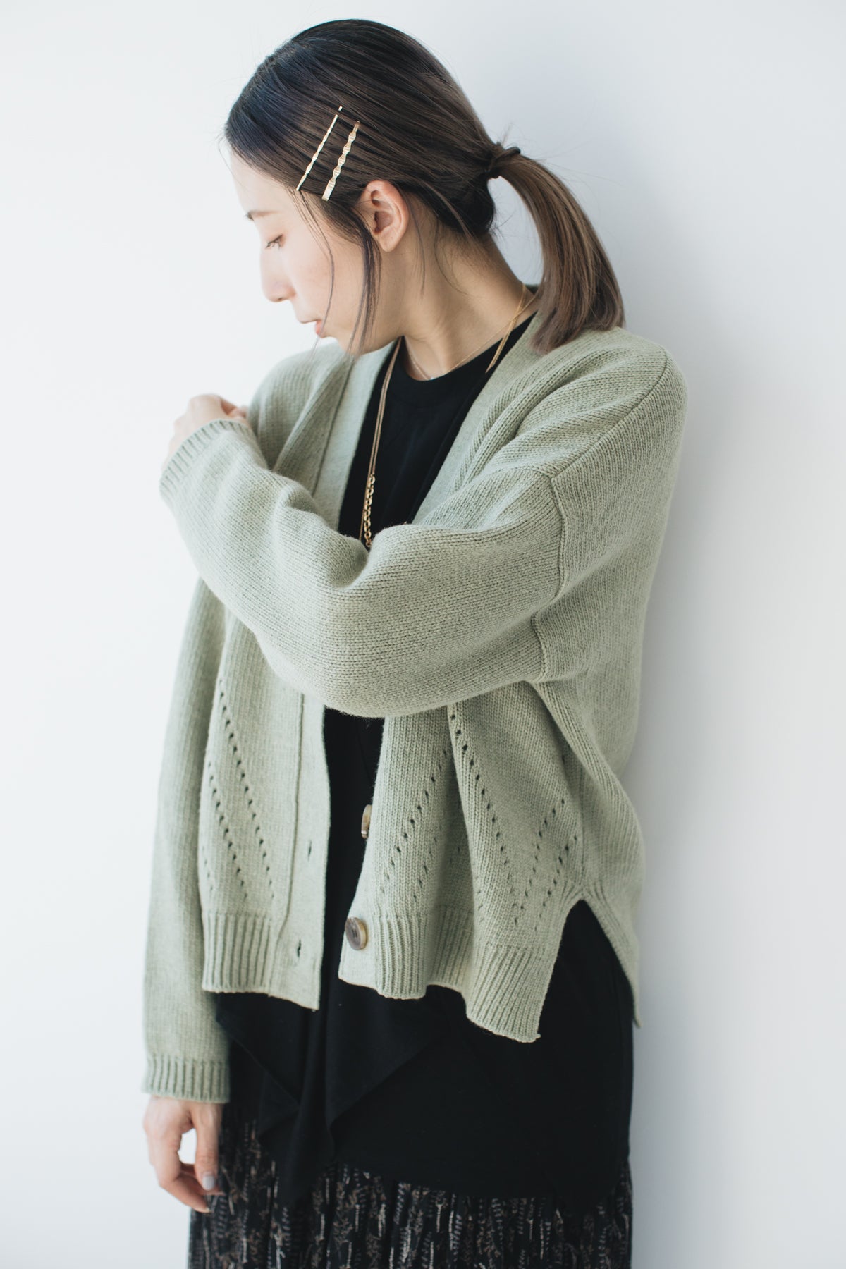 (SOLD OUT/可預購)點點通花冷外套/奶油綠