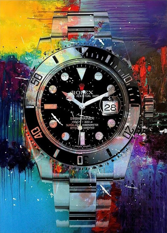 Luxury Bling Rolex Watch Wall Art Canvas