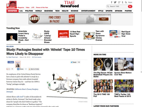 Atheist Shoes featured on the Time website.
