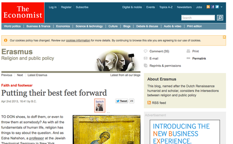 Atheist Shoes featured on The Economist website.