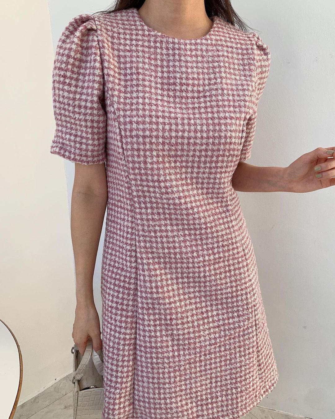 Puff Sleeve Waffle Cotton Dress – Item Seoul