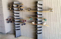 Examples of a locking skateboard rack.