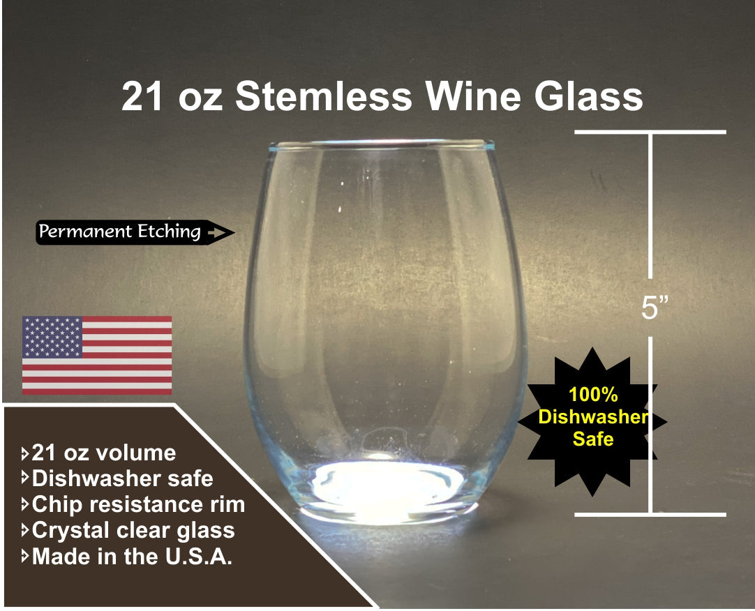 Lake George New York 21 oz Stemless Wine Glass