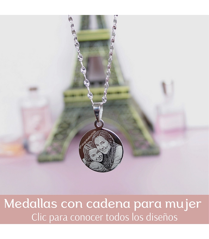 Editor damnificados Célula somatica Medallas con cadena para mujer – Fotograbados chile