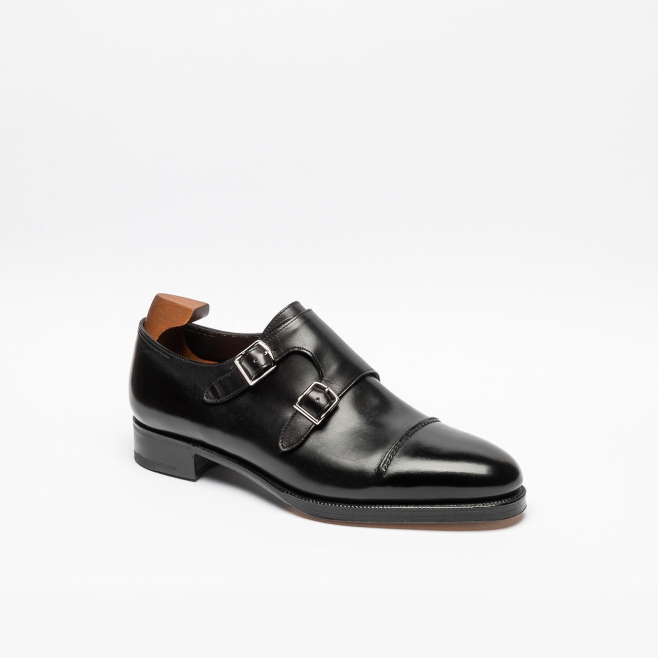 John Lobb William 75 double buckle in black leather – Borghini